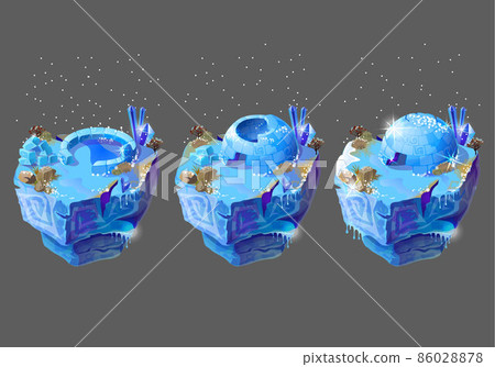 Vector cartoon blue ice house for game design Vector cartoon blue ice house for game design 86028878