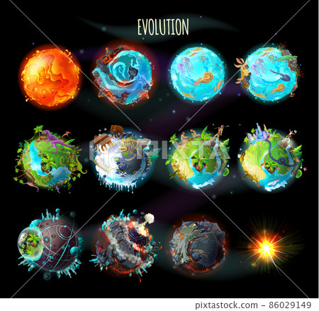 Evolution of Earth, vector concept illustration 86029149