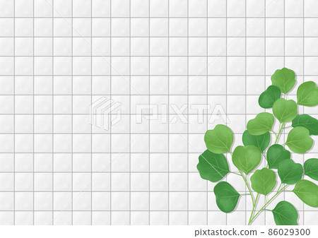 Illustration of white tile walls and plants Background material 86029300