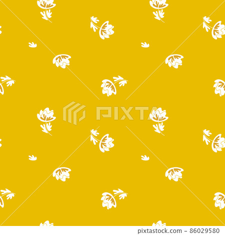 Seamless floral pattern based on traditional folk art ornaments. Modern flowers on color background. Scandinavian style. Sweden nordic style. Vector illustration. Simple minimalistic pattern 86029580