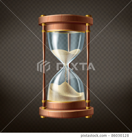 Vector 3d realistic hourglass with running sand Vector 3d realistic hourglass with running sand 86030128