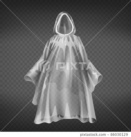 Vector realistic transparent raincoat, disposable waterproof slicker Vector realistic transparent raincoat, disposable waterproof slicker 86030129