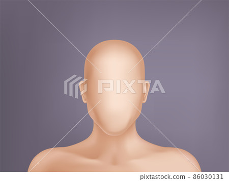 Vector 3d realistic human model, head without face 86030131