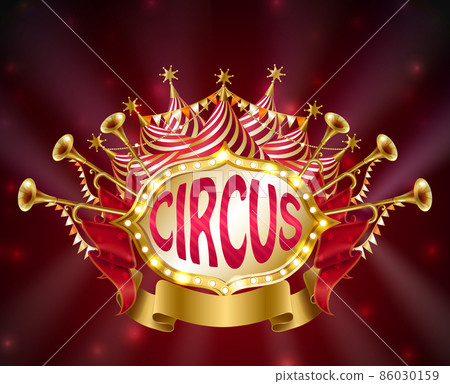 Vector circus signboard with glowing light bulbs 86030159