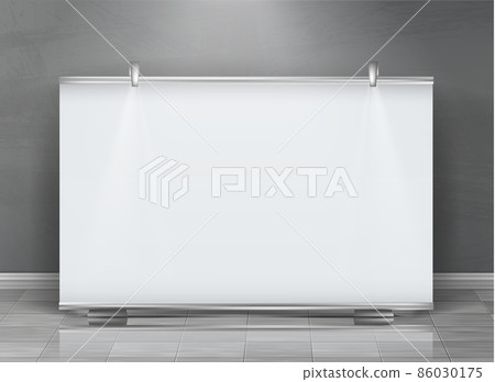 Vector blank roll up banner, horizontal stand Vector blank roll up banner, horizontal stand 86030175