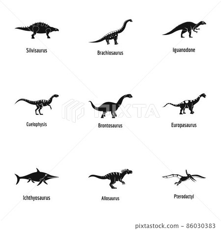 Bird of prey icons set, simple style Bird of prey icons set, simple style 86030383