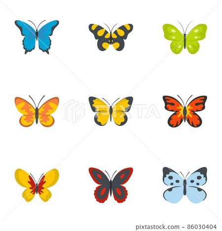 Silkworm icons set, flat style Silkworm icons set, flat style 86030404