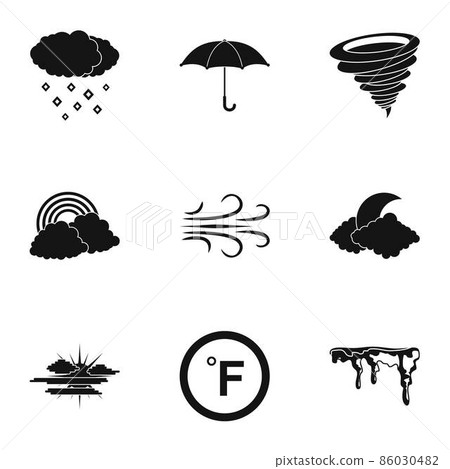 Climatic icons set, simple style 86030482