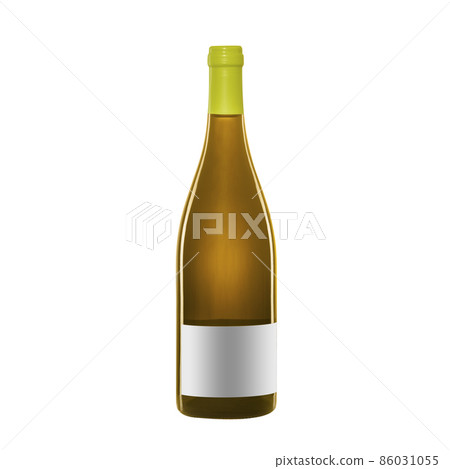 white wine bottle with blank label isolated on white background. white wine bottle with blank label isolated on white background. 86031055