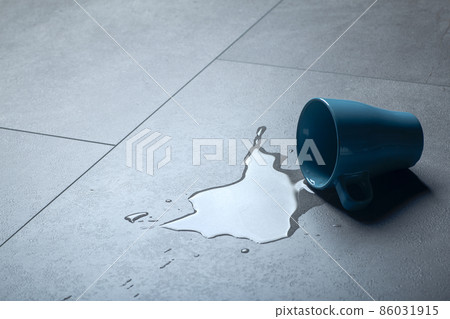 Concrete surface with spilled water and liquid. Concrete stone floor texture 86031915