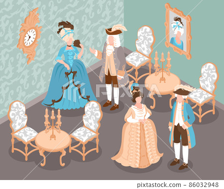 Rococo Style Isometric Illustration 86032948