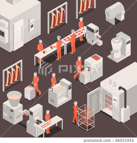 Meat Production Illustration 86032958
