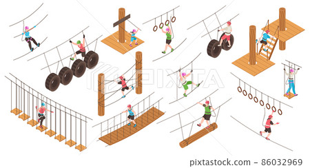 Rope Park Isometric Color Set Rope Park Isometric Color Set 86032969