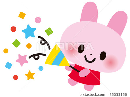 慶祝生日的一隻有趣和可愛的兔子 慶祝生日的一隻有趣和可愛的兔子 86033166