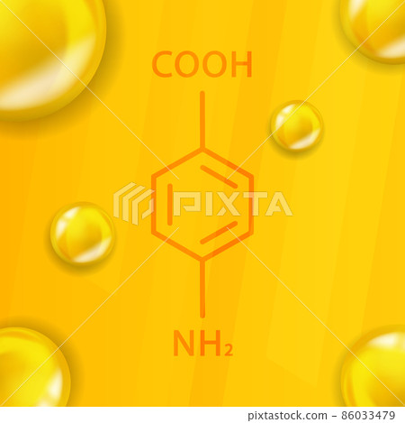 Vitamin B10 chemical formula. Vitamin B10 Realistic chemical molecular structure 86033479