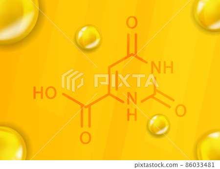 Vitamin B13 chemical formula. Vitamin B13 Realistic chemical molecular structure 86033481