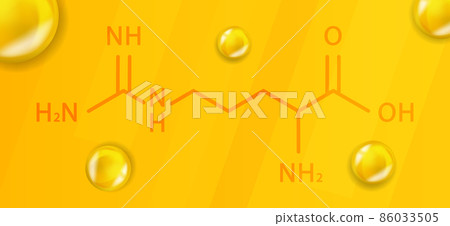 Arginine chemical formula. Arginine 3D Realistic chemical molecular structure 86033505