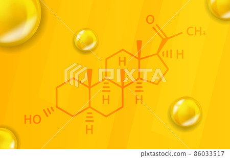 Allopregnanolone chemical formula. Allopregnanolone 3D Realistic chemical molecular structure 86033517