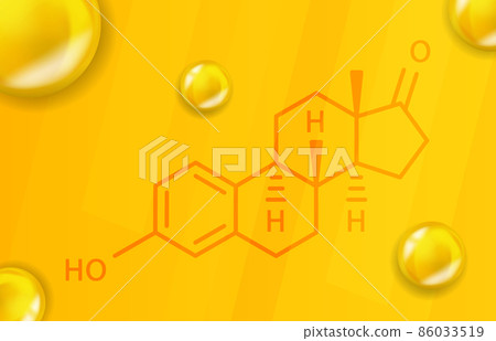 Estrone chemical formula. Estrone 3D Realistic chemical molecular structure Estrone chemical formula. Estrone 3D Realistic chemical molecular structure 86033519