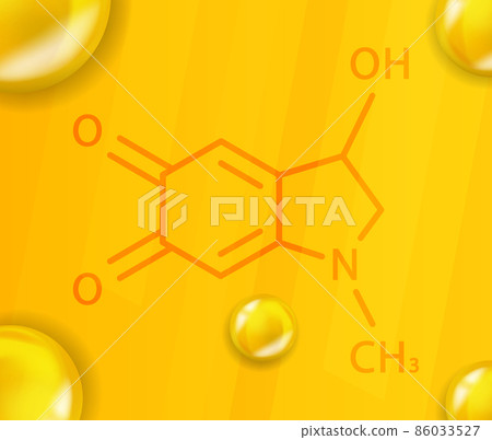 Adrenochrome chemical formula. Adrenochrome 3D Realistic chemical molecular structure Adrenochrome chemical formula. Adrenochrome 3D Realistic chemical molecular structure 86033527