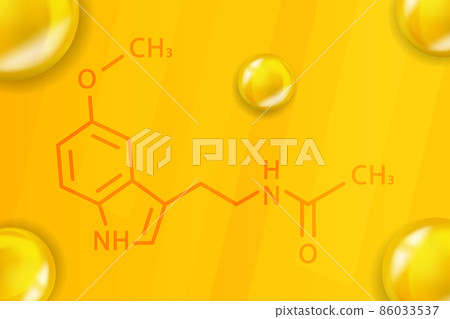 Melatonin chemical formula. Melatonin 3D Realistic chemical molecular structure 86033537