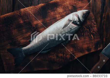 Sea Bass on Cutting Board 86033710