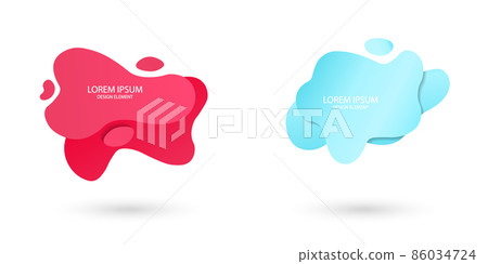 Fluid frame isolated on white background. Set of abstract liquid shapes, colorful elements, gradient waves with geometric lines, dynamical forms. Vector flat design for banner, flyer, business card Fluid frame isolated on white background. Set of abstract liquid shapes, colorful elements, gradient waves with geometric lines, dynamical forms. Vector flat design for banner, flyer, business card 86034724
