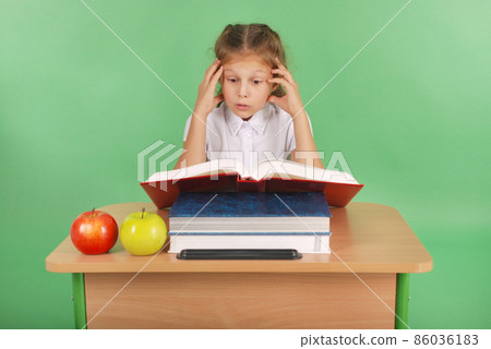 Education, people, children and school concept - young school girl Education, people, children and school concept - young school girl 86036183