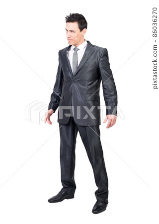 Alluring man with elegant suit. White background. Alluring man with elegant suit. White background. 86036270