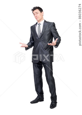Seductive man in elegant suit. White background. 86036274