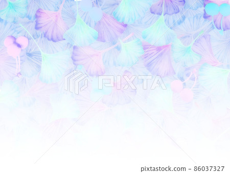 Colorful ginkgo deciduous watercolor painting turns white from top to bottom Gradation background material Blue-based Horizontal Other colors available 86037327