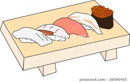 Illustration material of sushi lined up on the table 86040485