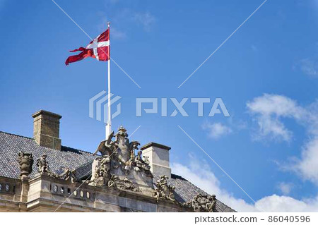 Scandinavian Denmark flag Copenhagen Amalienborg Palace Scandinavian Denmark flag Copenhagen Amalienborg Palace 86040596