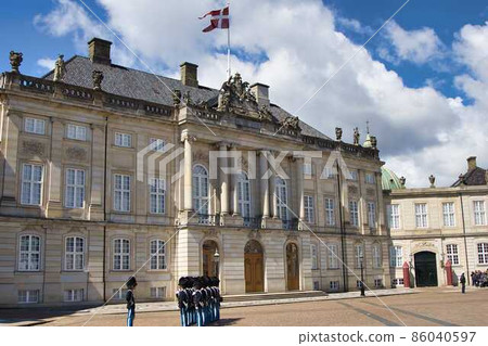 Scandinavian Denmark flag Copenhagen Amalienborg Palace Scandinavian Denmark flag Copenhagen Amalienborg Palace 86040597