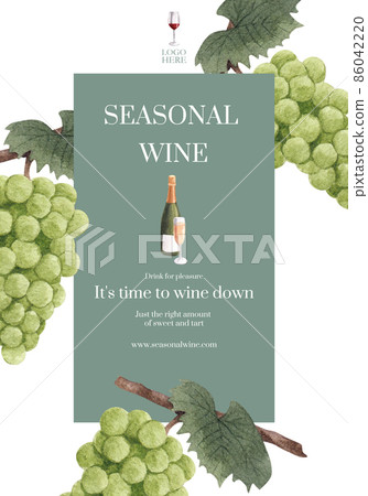 Poster template with wine party concept,watercolor style Poster template with wine party concept,watercolor style 86042220