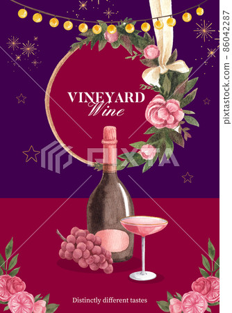 Poster template with wine party concept,watercolor style Poster template with wine party concept,watercolor style 86042287