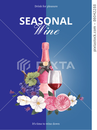 Poster template with wine party concept,watercolor style Poster template with wine party concept,watercolor style 86042288