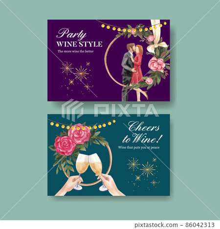 Facebook template with wine party concept,watercolor style Facebook template with wine party concept,watercolor style 86042313