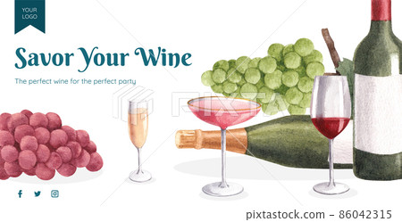 Billboard template with wine party concept,watercolor style Billboard template with wine party concept,watercolor style 86042315