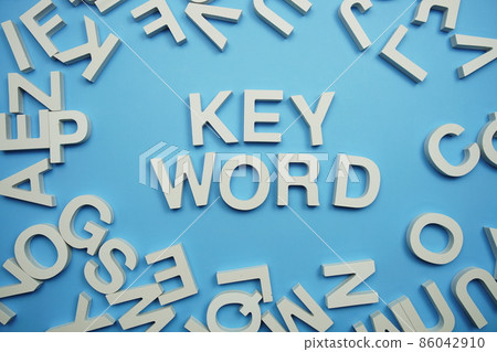 Keyword alphabet letters on blue background Keyword alphabet letters on blue background 86042910