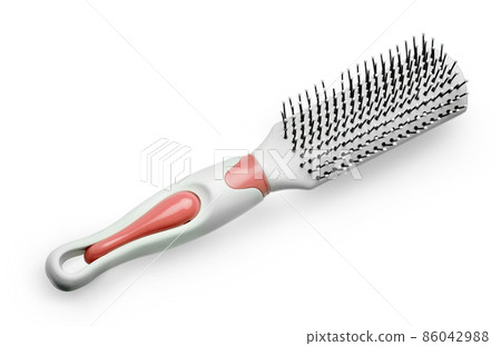 white massage plastic comb isolated on the white background white massage plastic comb isolated on the white background 86042988