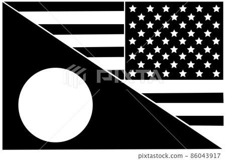 Half Japanese and American flags "silhouette" 86043917