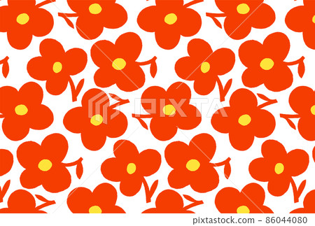 Retro red and yellow floral wallpaper Retro red and yellow floral wallpaper 86044080