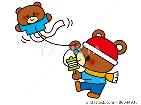Kids flying kites and enjoying the New Year Kids flying kites and enjoying the New Year 86044936
