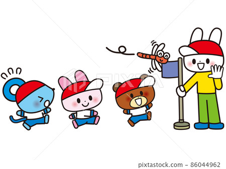 A child frame that works hard at a fun athletic meet 86044962