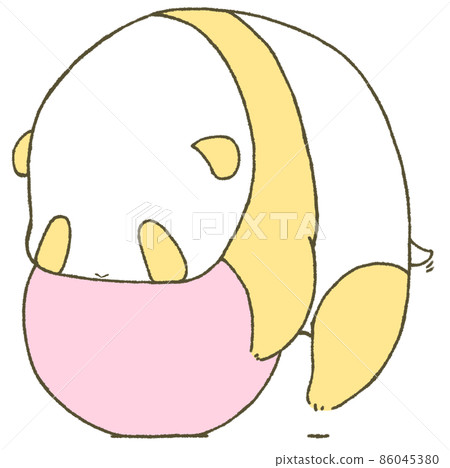 Young panda playing with a ball (yellow) 86045380