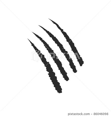 Cat scratch on a white background. Mark of the four claws of the animal. Fun design element. Vector illustration. 86046098