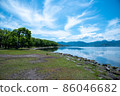 Sky pattern on the shore of the lake in eastern Hokkaido 86046682
