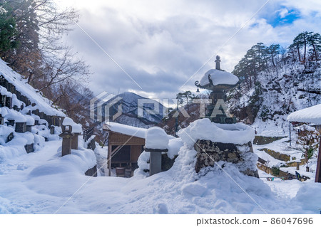 View from Yamadera Okunoin Winter snow scene (Yamagata City, Yamagata Prefecture) 86047696