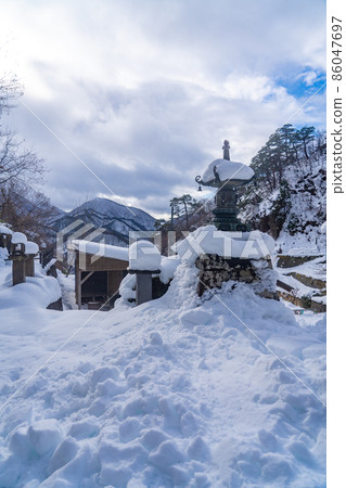View from Yamadera Okunoin Winter snow scene (Yamagata City, Yamagata Prefecture) 86047697
